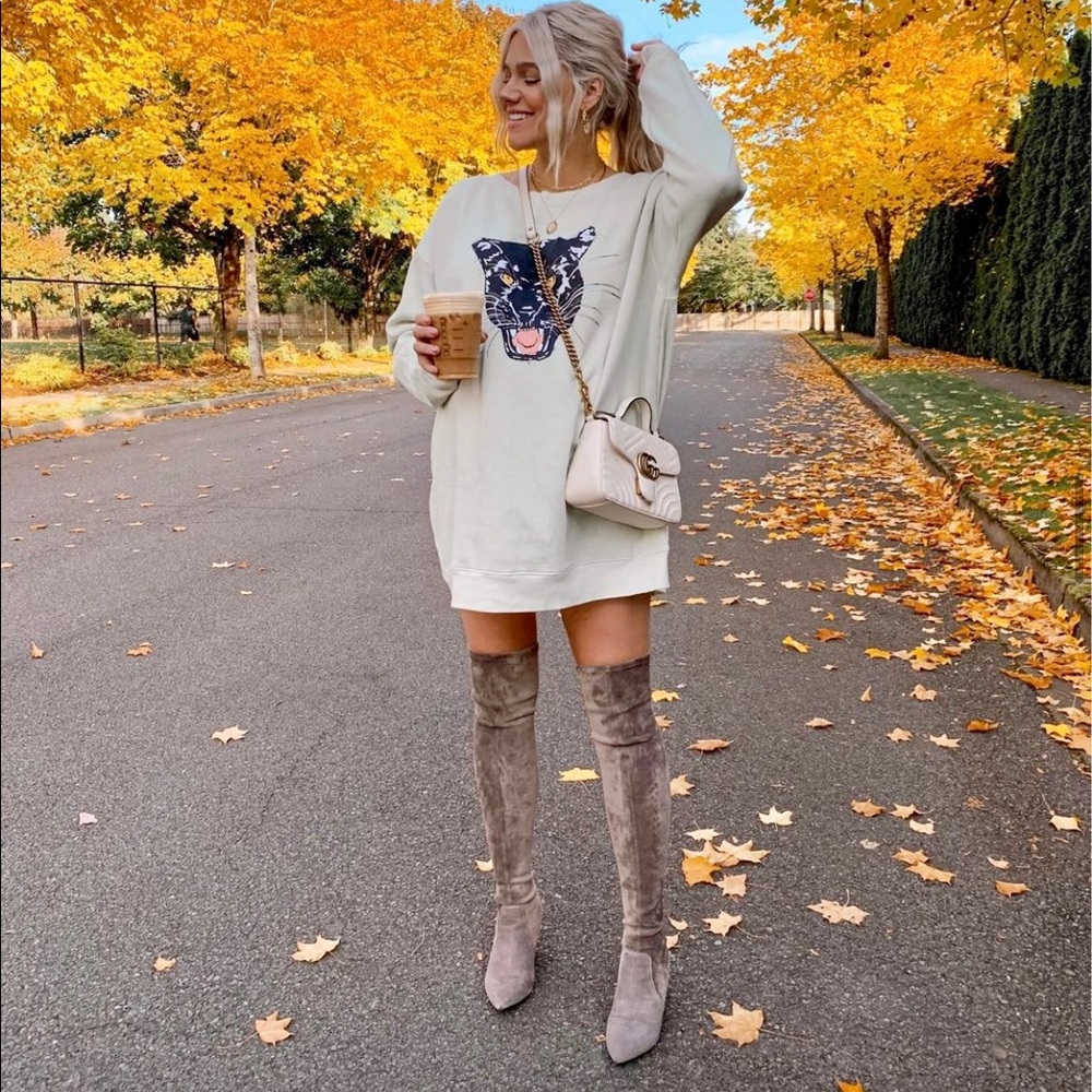 Marc Fisher Yuna OTK Boots in Dark Grey Suede
